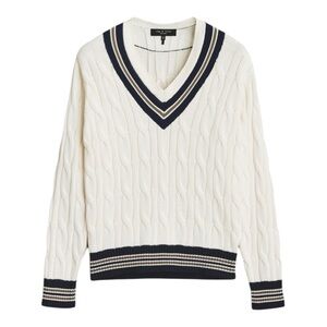 rag & bone Windsor Cricket V-Neck Sweater Size Large Tennis Prep Varsity Cable